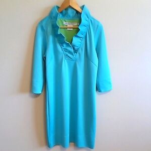 Gretchen Scott Turquoise Blue Ruffle Dress Size Medium